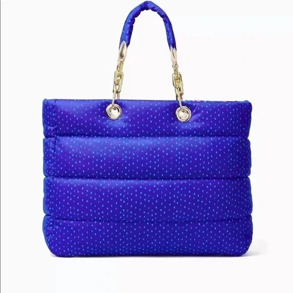 Lilly Pulitzer Baytown Puffer Tote Cabochon Purple Bonita Babe Engineered - Picture 3 of 5